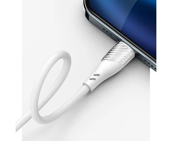 Дата кабель Usams US-SJ493 U65 Liquid Silicone USB to Lightning 3A 1m Белый