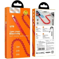 Дата кабель Hoco U78 "Cotton treasure elastic" lightning (1.2М) Червоний