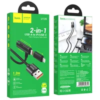 Дата кабель Hoco U135 Incredible 2in1 USB to Lightning/Type-C (1m) Black