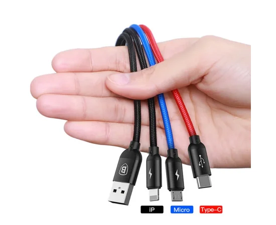 АЗУ Baseus Digital Display Dual USB 4.8A Car Charger 24W with Three Primary Colors 3-in-1 Cable USB Серый / Черный