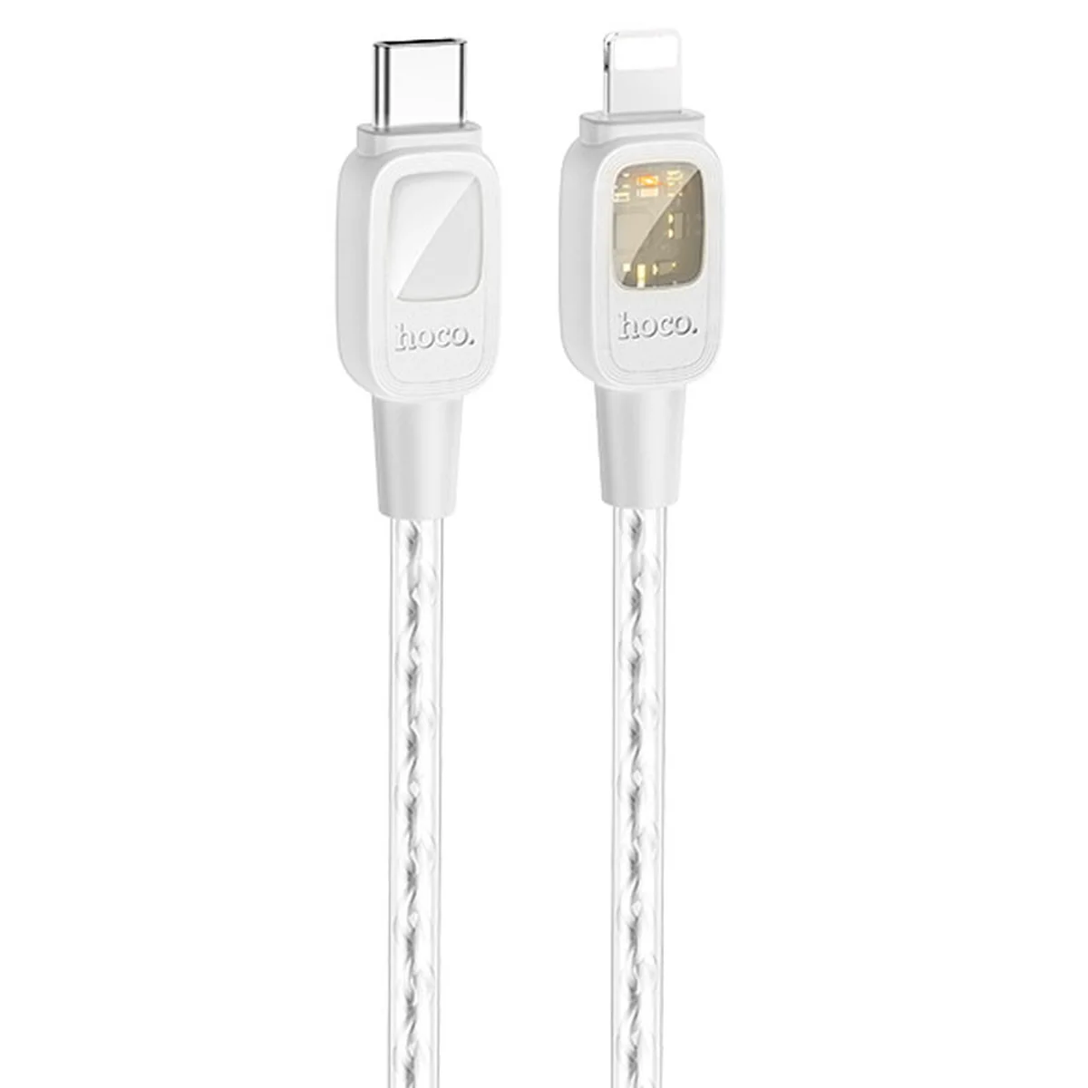 Дата кабель Hoco U124 Stone silicone power-off Type-C to Lightning Gray