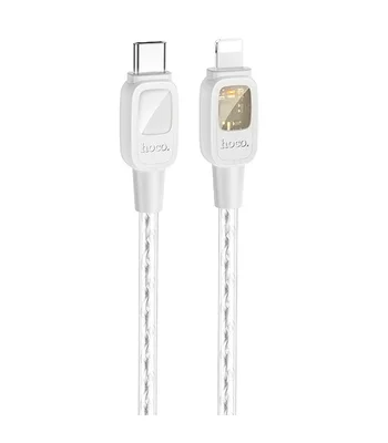 Дата кабель Hoco U124 Stone silicone power-off Type-C to Lightning Gray