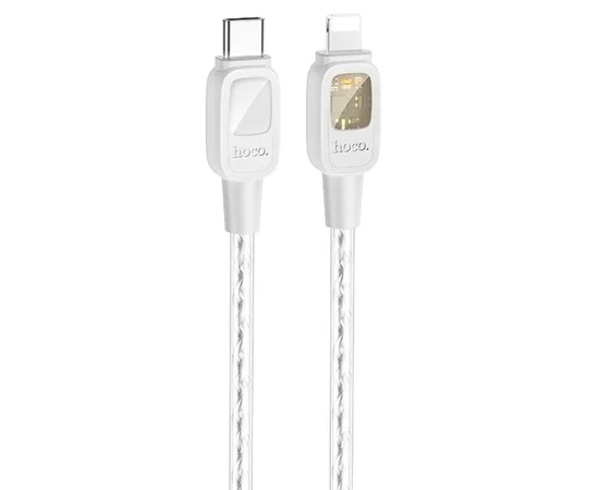 Дата кабель Hoco U124 Stone silicone power-off Type-C to Lightning Gray