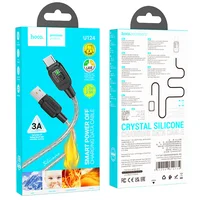 Дата кабель Hoco U124 Stone silicone power-off USB to Type-C Black