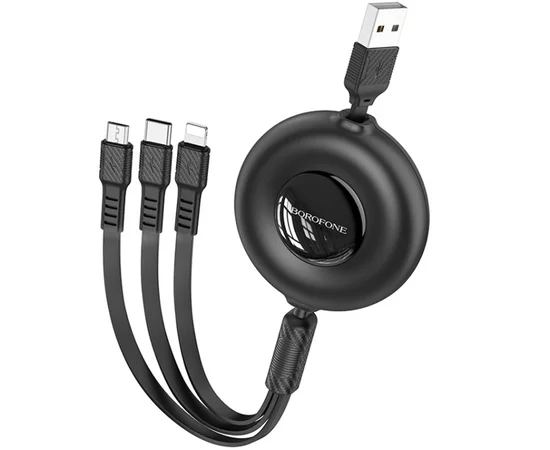 Дата кабель Borofone BX74 USB to 3in1 (1m) Black