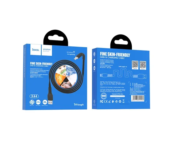 Дата кабель Hoco X44 "Soft Silicone" USB to Lightning (1m) Черный