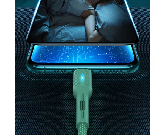 Дата кабель USAMS US-SJ425 U-Bob Series USB to Lightning Smart Power-off Cable (1.2m) Зеленый