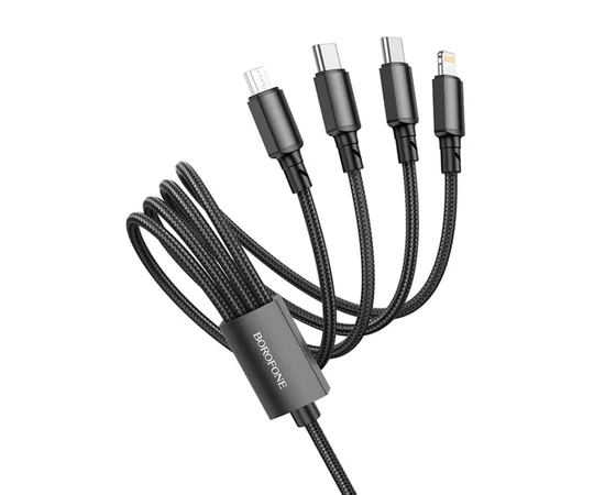 Дата кабель Borofone BX72 USB to 3in1 (1m) Черный