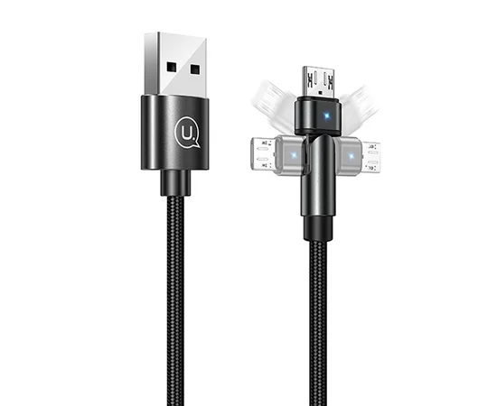 Дата кабель USAMS US-SJ478 U60 Rotatable USB to MicroUSB (1m) Черный