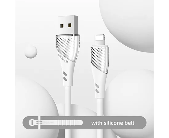 Дата кабель Usams US-SJ493 U65 Liquid Silicone USB to Lightning 3A 1m Белый