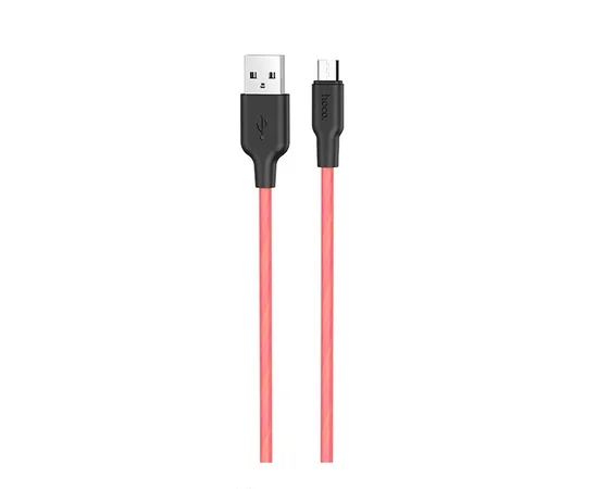 Дата кабель Hoco X21 Plus Silicone MicroUSB Cable (0.25m) Black / Red