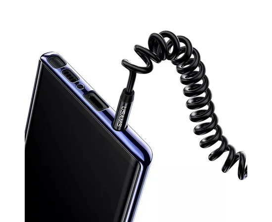 Аудіо кабель Usams US-SJ256 Spring (1.2m) Чорний