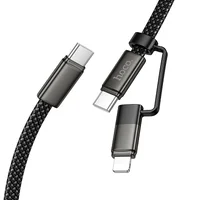 Дата кабель Hoco X125 Surplus 2in1 Type-C to Lightning/Type-C 60W (1m) Black