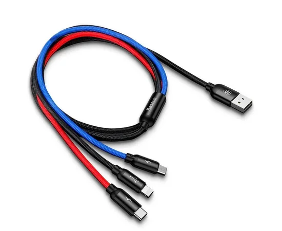 АЗУ Baseus Digital Display Dual USB 4.8A Car Charger 24W with Three Primary Colors 3-in-1 Cable USB Серый / Черный