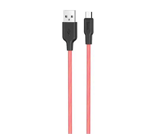 Дата кабель Hoco X21 Plus Fluorescent Silicone MicroUSB Cable (1m) Красный