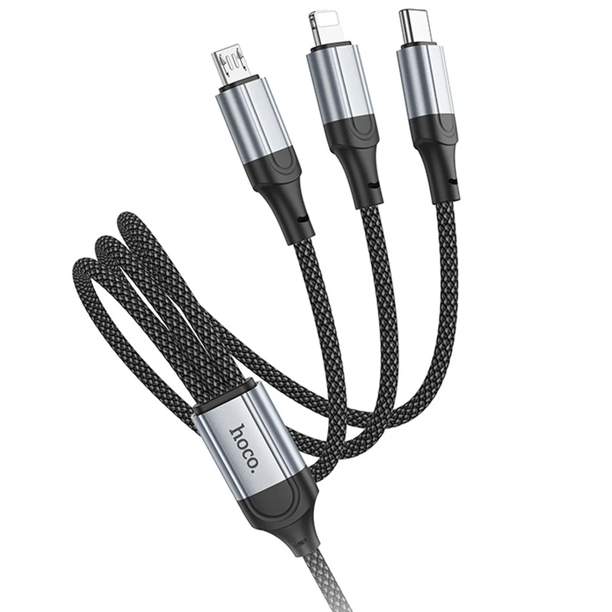 Дата кабель Hoco X102 Fresh 3in1 USB to Lightning + MicroUSB + Type-C (1m) Black