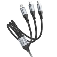 Дата кабель Hoco X102 Fresh 3in1 USB to Lightning + MicroUSB + Type-C (1m) Black
