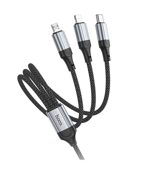 Дата кабель Hoco X102 Fresh 3in1 USB to Lightning + MicroUSB + Type-C (1m) Black