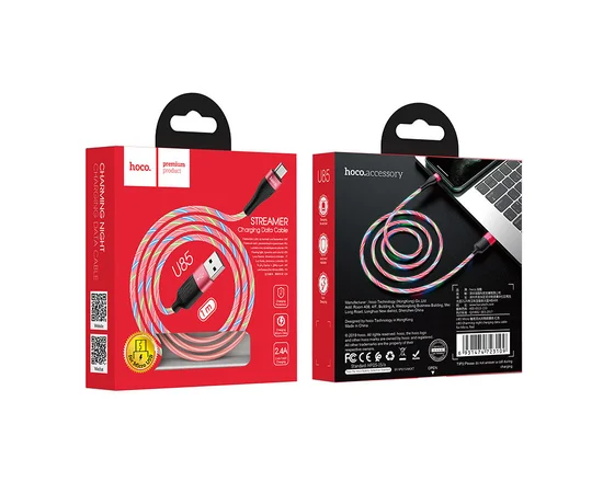 Дата кабель Hoco  U85 "Charming Night" MicroUSB (1М) Розовый