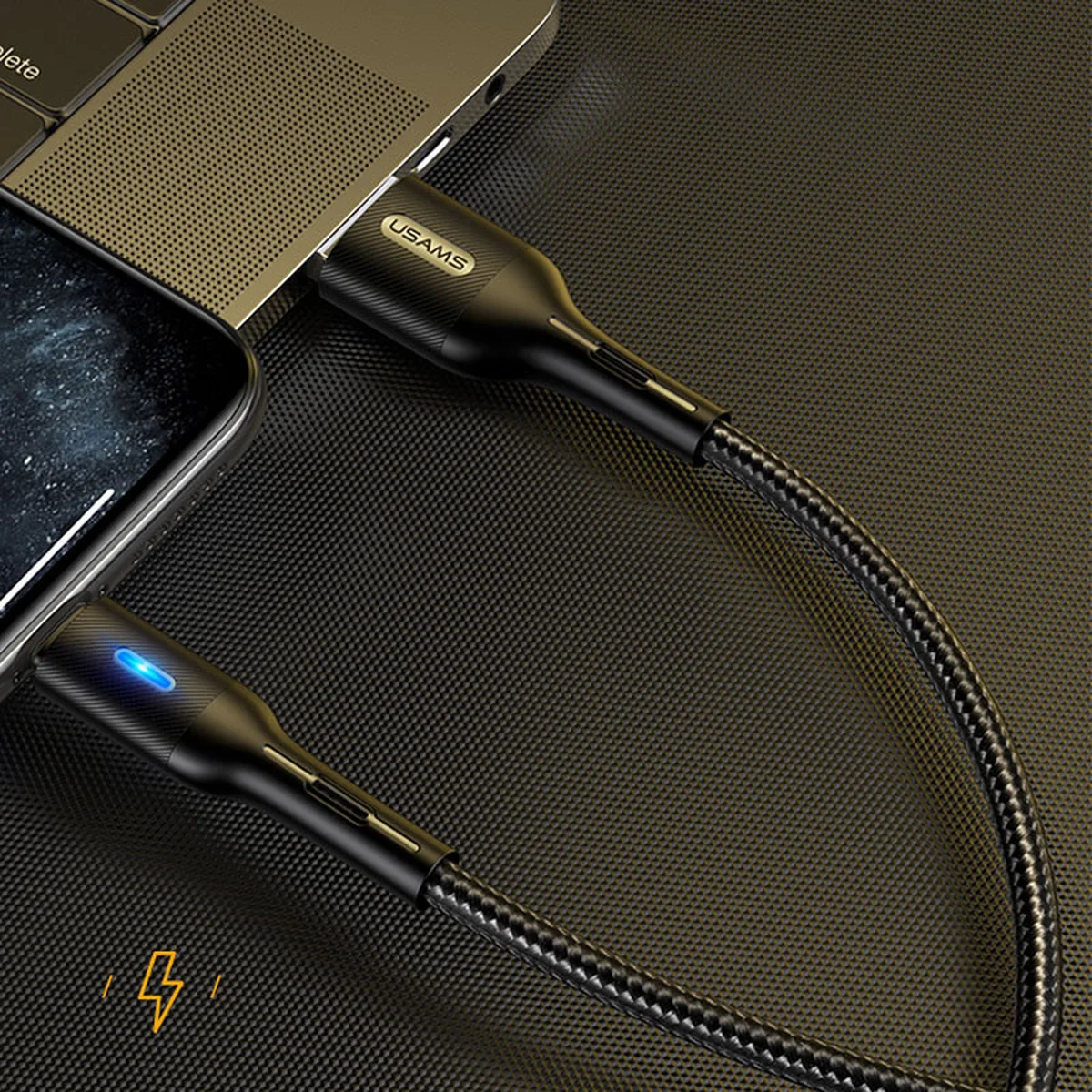 Дата кабель USAMS US-SJ425 U-Bob Series USB to Lightning Smart Power-off Cable (1.2m) Черный