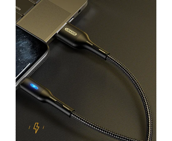 Дата кабель USAMS US-SJ425 U-Bob Series USB to Lightning Smart Power-off Cable (1.2m) Черный