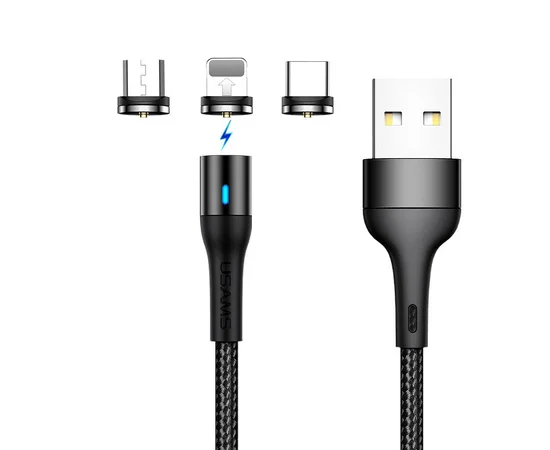Дата кабель Usams US-SJ439 U29 Magnetic 3in1 Combo (1m) Черный