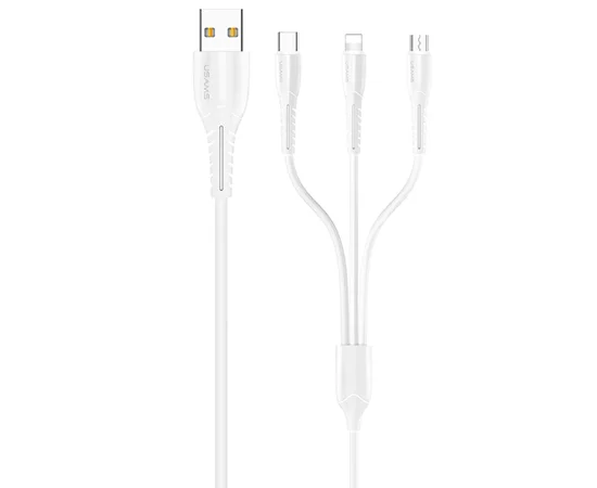 Дата кабель Usams US-SJ367 U35 3in1 USB to Combo 2A (1m) Белый