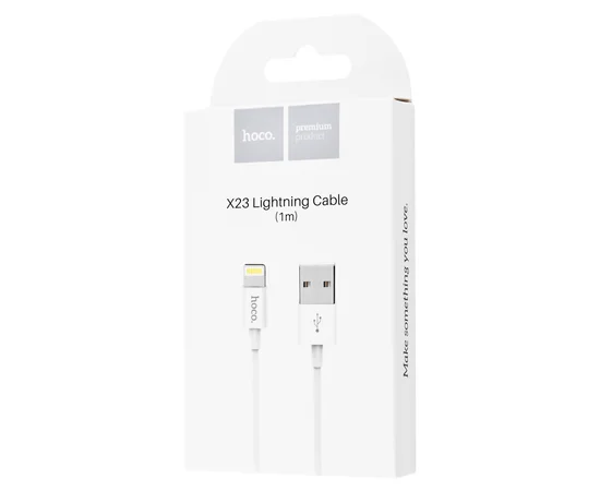 Дата кабель Hoco X23 Skilled Lightning Cable (1m) Белый