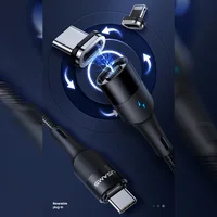 Дата кабель Usams US-SJ495 U66 Magnetic Type-C to Lightning 20W + Type-C 60W (1.2m) Черный