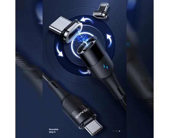 Дата кабель Usams US-SJ495 U66 Magnetic Type-C to Lightning 20W + Type-C 60W (1.2m) Черный