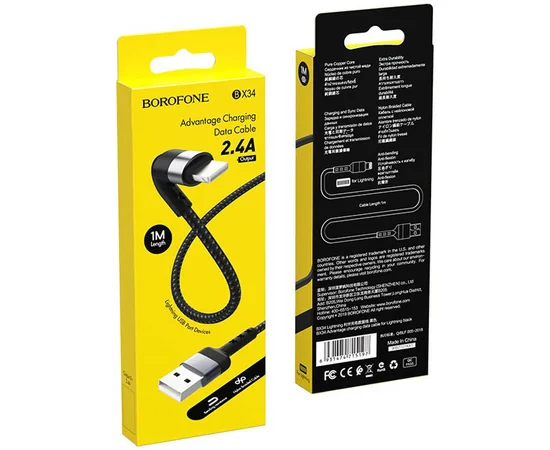 Дата кабель Borofone BX34 Advantage USB to Lightning (1m) Черный