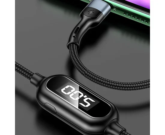 Дата кабель Usams US-SJ423 U48 Digital Display USB to Lightning (1.2m) Черный