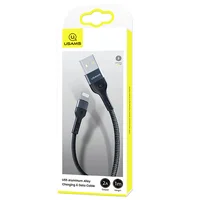 Дата кабель Usams US-SJ448 U55 Aluminum Alloy Braided USB to Lightning (1m) Black