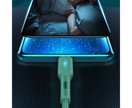 Дата кабель USAMS US-SJ460 U-Bob Series USB to Type-C Smart Power-off Cable (1.2m) Зеленый