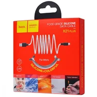 Дата кабель Hoco X21 Plus Silicone MicroUSB Cable (1m) Черный / Белый