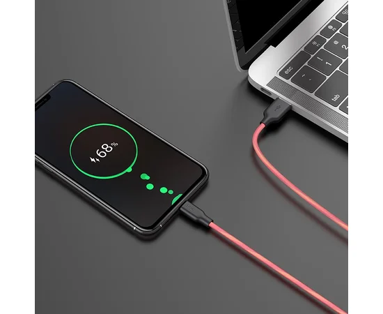 Дата кабель Hoco X21 Plus Fluorescent Silicone MicroUSB Cable (1m) Красный