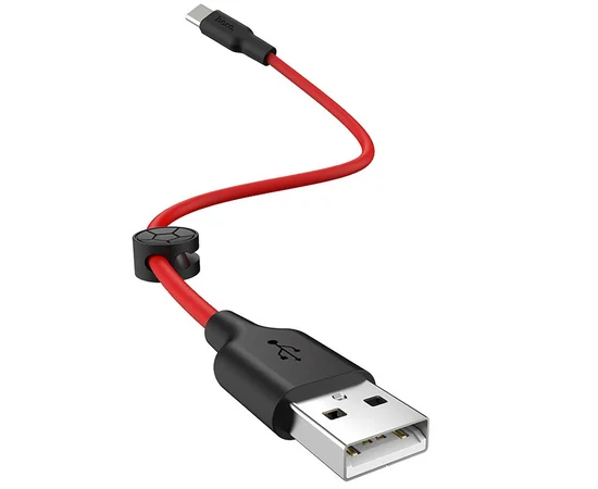 Дата кабель Hoco X21 Plus Silicone Type-C Cable (0.25m) Black / Red