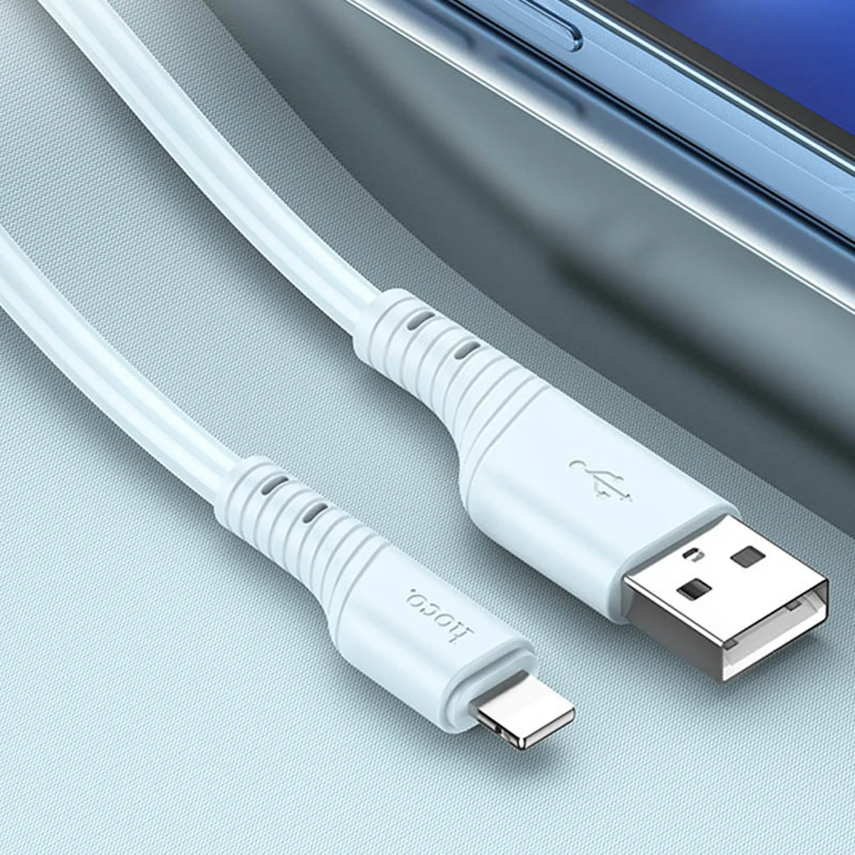 Дата кабель Hoco X97 Crystal color USB to Lightning (1m) Light blue