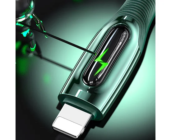 Дата кабель USAMS US-SJ469 Raydan Series USB to Lightning Smart Power-off Cable (1.2m) Темно-зеленый