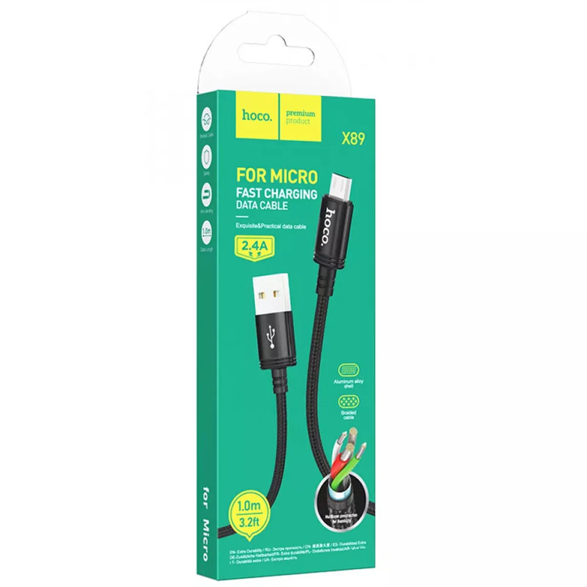 Дата кабель Hoco X89 Wind USB to MicroUSB (1m) Black