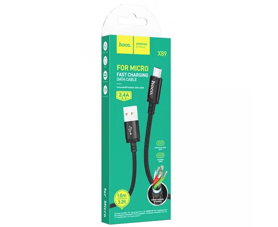 Дата кабель Hoco X89 Wind USB to MicroUSB (1m) Black