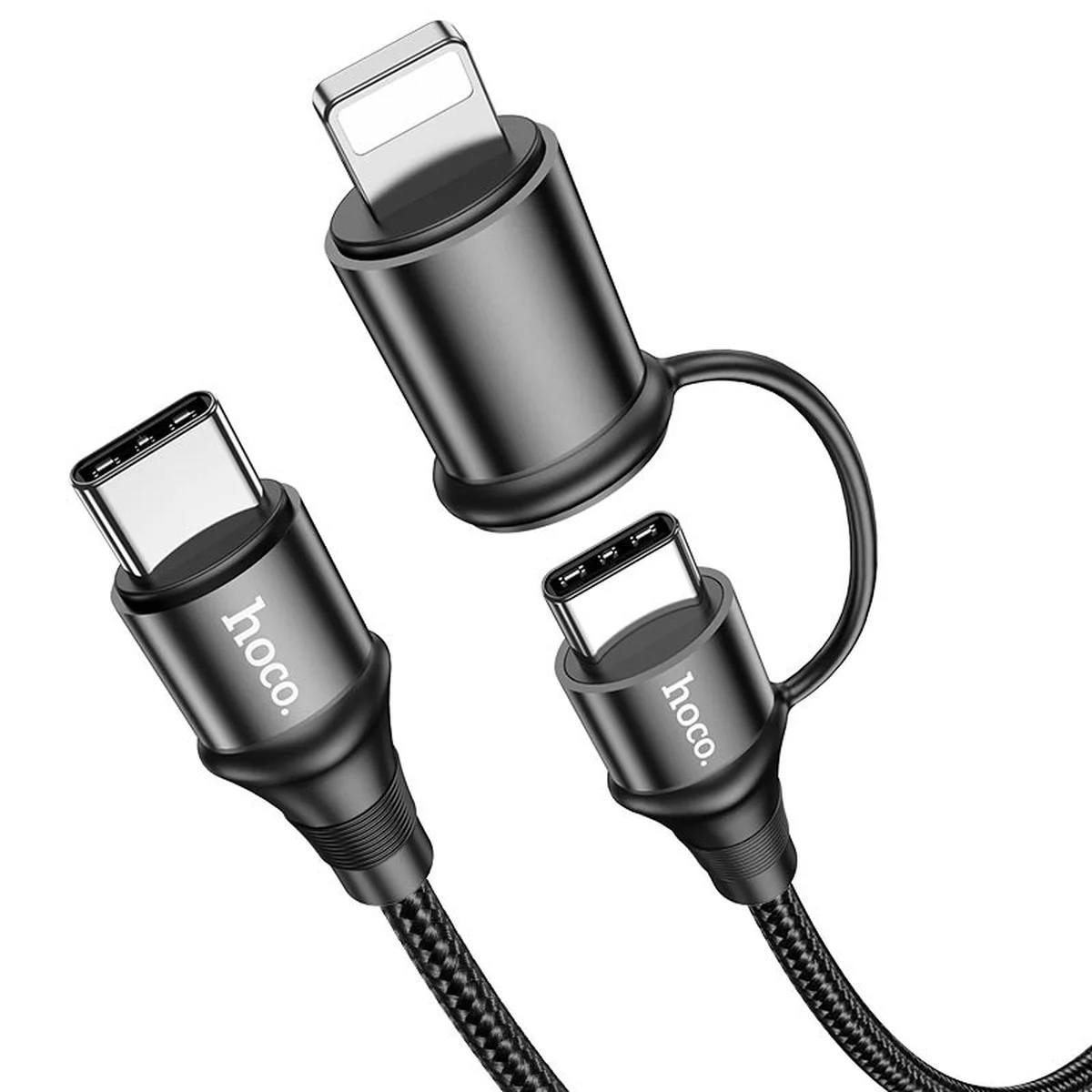 Дата кабель Hoco X50 2 in 1 Exquisito PD 60W Type-C to Lightning/Type-C 3A (1m) Черный