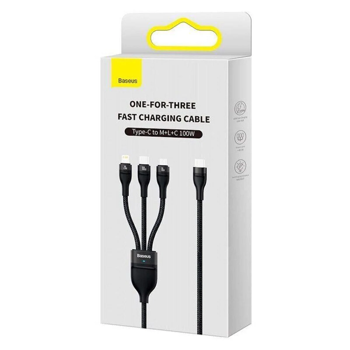 Дата кабель Baseus Flash Series 2 Type-C to MicroUSB-Lightning-Type-C 100W (1.5m) (CASS03020) Black