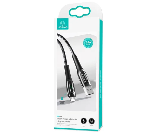 Дата кабель USAMS US-SJ469 Raydan Series USB to Lightning Smart Power-off Cable (1.2m) Черный