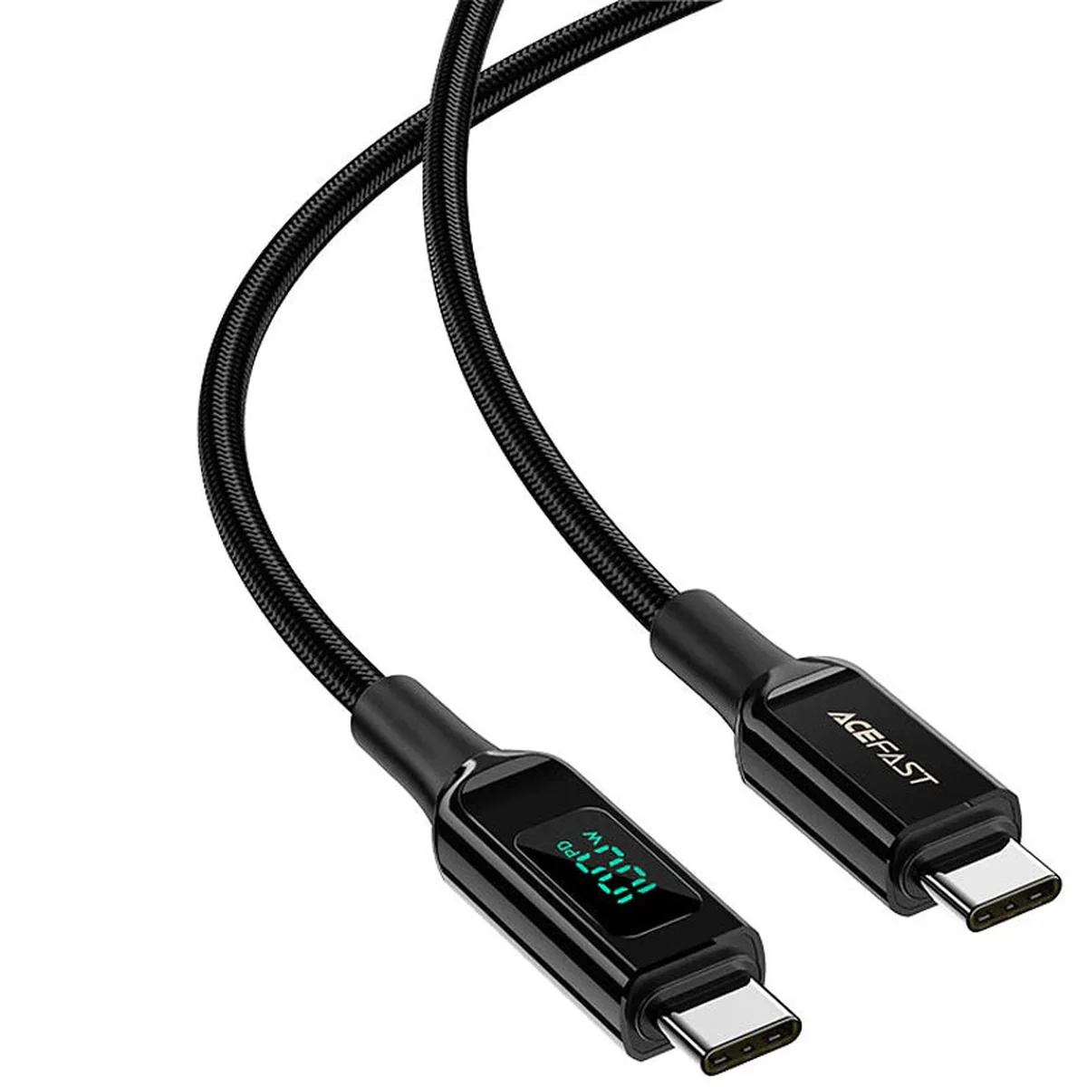 Дата кабель Acefast C6-03 USB-C to USB-C 100W zinc alloy digital display braided (1m) Black