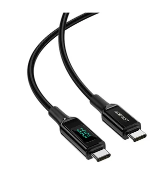 Дата кабель Acefast C6-03 USB-C to USB-C 100W zinc alloy digital display braided (1m) Black