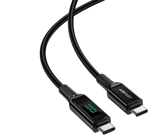 Дата кабель Acefast C6-03 USB-C to USB-C 100W zinc alloy digital display braided (1m) Black