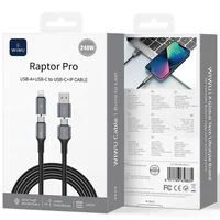 Дата кабель WIWU Wi-C085 Raptor Pro 2in2 USB-A + USB-C/Type-C to Lightning (1m) Black