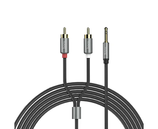Аудио кабель Aux Hoco UPA10 Lotus Double RCA Audio 3.5 mm (1,5м) Серый