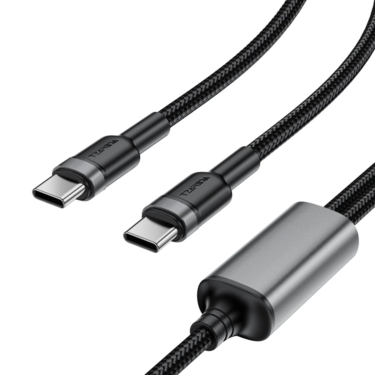 Дата кабель Acefast C22-02 2in1 Type-C to Type-C/Type-C 100W (1.2m) Black
